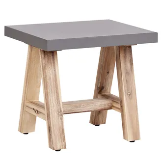Beliani Taburete De Jard&iacute;n De Hormig&oacute;n Patas De Madera De Acacia Muebles De Exterior Gris Tonnare