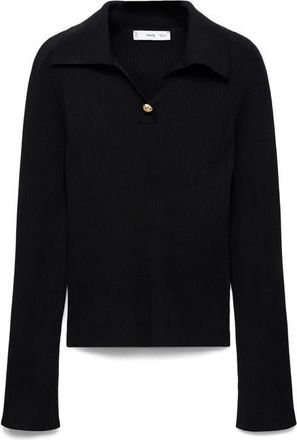 Mango Rib Polo Sweater in Black at Nordstrom, Size X-Small