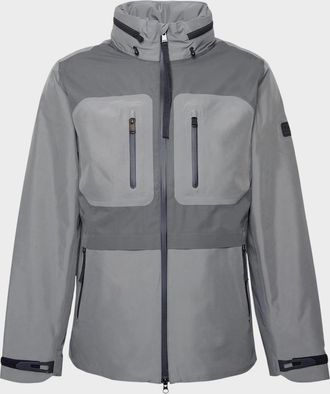 Barbour Mens Barbour International Mens Chevin Waterproof Concealed Hood Rain Anorak Grey - Size: 40/Regular