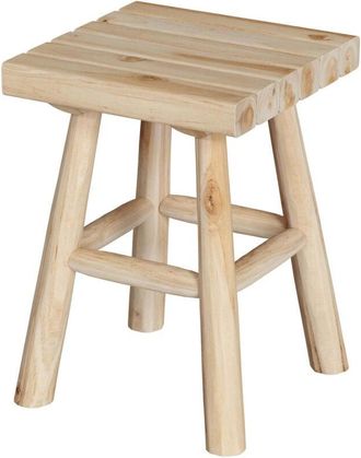Rendez-Vous Déco Rendez-vous Déco - Taburete cuadrado de madera de teca sin tratar de 40 cm de altura - Makam