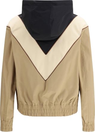 Valentino Mens Nylon Hooded Windbreaker Jacket Nero-Burro-Cammello Polyester; Elastane Nero/burro/cammello