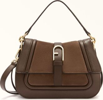 Furla Flow Borsa A Mano Mini Toni Espresso Pelle Di Vitello Claris Lux + Camoscio Donna