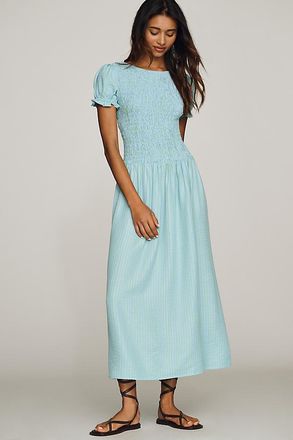 Maeve Margie Smocked Stripe Midi Dress