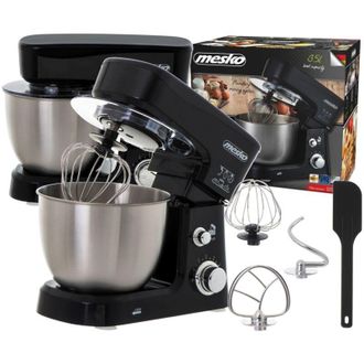 Adler Europe Mesko Ms4217 Robot Batidora Amasadora Reposter&iacute;a, 3,5 Litros, 6 Velocidades, Movimiento Orbital, 3 Accesorios 1200w Negro