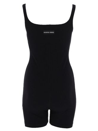 Marine Serre Short Cotton Jumpsuit - Black