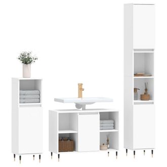 Berkfield Home Modern 3 Piece Bathroom Furniture Set White Engineered Wood