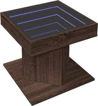 Berkfield Home Decorative Coffee Table with LED Brown Oak 50x50x45 cm Engineered Wood | Size: 50 x 50 x 45 cm