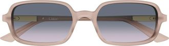Chlo&eacute; 53mm Gradient Rectangular Sunglasses in Beige at Nordstrom