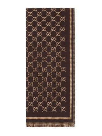 Gucci Gg Jacquard Wool Scarf-Uomo