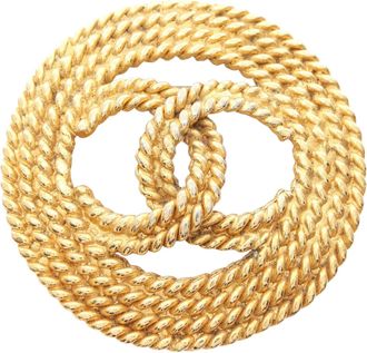 Chanel Gold Plated CC Rope Brooch 4.8x4.8cms