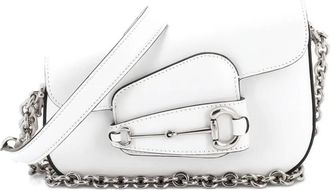 Gucci Borsa a spalla Horsebit 1955 mini in pelle con design asimmetrico - Bianco
