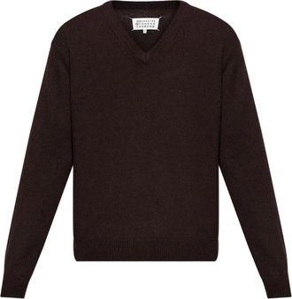 Maison Margiela Maglione in cashmere con scollo a V - Marrone