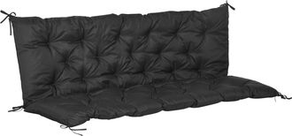 OUTSUNNY 3 Seater Garden Bench Cushion Outdoor Seat Pad with Ties Black | TJ Hughes