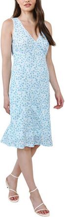 Bella Dahl Tie Back Sleeveless Midi Dress in Blue Ditsy at Nordstrom, Size X-Small