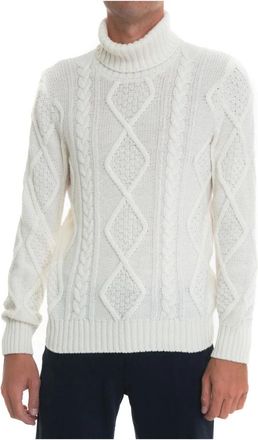 Gran Sasso Coltrui met Kabelpatroon - Heren - Coltruien - Wit - 2XL - Wol - Truien & Vesten