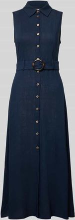 Apricot Midikleid aus Viskose-Mix mit G&uuml;rtel in Marine, Gr&ouml;&szlig;e XXL