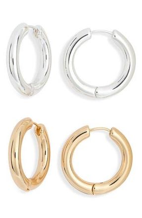Leith 2-Pack Hoop Earrings in Gold- Silver at Nordstrom Rack