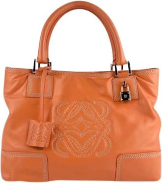 Loewe Pre-owned Handbags, female, Orange, Size: ONE SIZE Pre-owned Leather Handbag