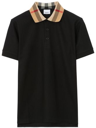 Burberry Polo con colletto a quadri - Nero