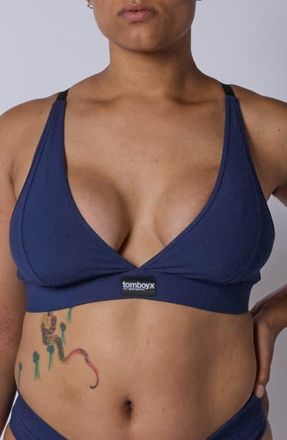 TomboyX Rib Wireless Plunge Bra in Future Dusk at Nordstrom, Size X-Small