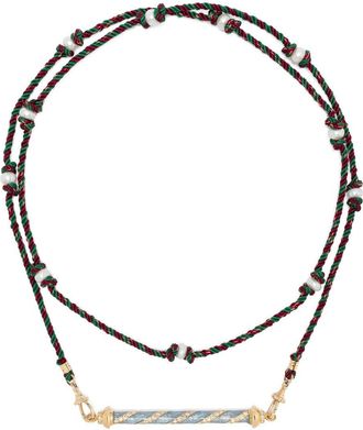Marie Lichtenberg 18kt yellow gold Candy Cane diamond necklace - women - 18kt Gold/Fabric/Diamond - One Size - Blue