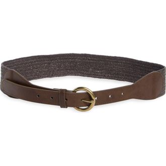 Linea Pelle Tapered Faux Straw Belt in Chocolate/Chocolate at Nordstrom Rack, Size X-Large