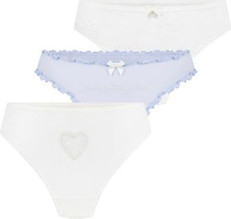 Hunkem&ouml;ller 3-Pack Assorted Bridal Lace Thongs in Snow White at Nordstrom, Size Xx-Large
