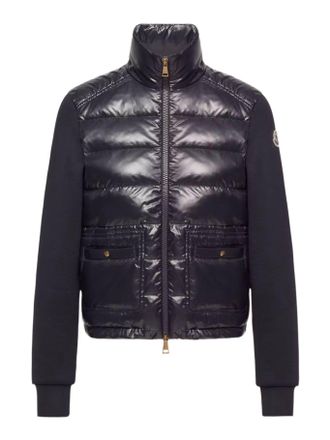 Moncler COTTON ZIP-UP SWEATSHIRT WITH NYLON FRONT - Moncler - Woman