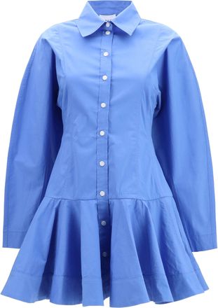 Ganni Womens Cotton Shirt Dress With Balloon Skirt Marina