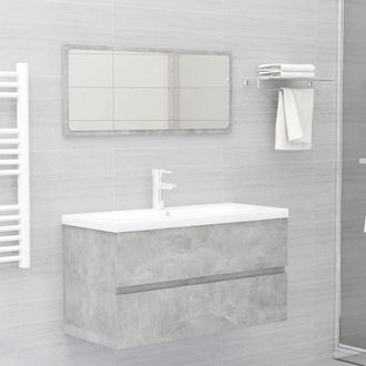 Berkfield Home Sink Cabinet with Built-in Basin Concrete Grey Engineered Wood