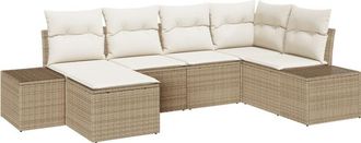vidaXL Garden Sofa Set 6 pcs Beige and cream 264 x 154 x 85 cm Vidaxl