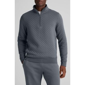Tommy John Quilted Quarter Zip Top in Turbulence at Nordstrom, Size Xx-Large