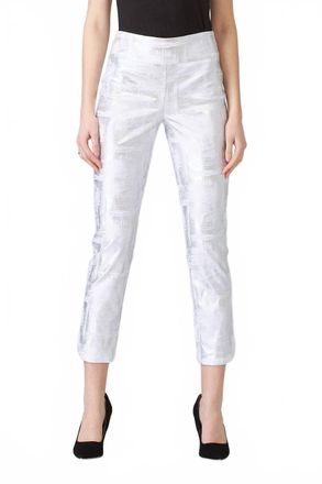 Joseph Ribkoff Metallic Crop Pants In Silver