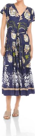 Fifteen Twenty Kristine Tiered Front-Slit Midi Dress In Print