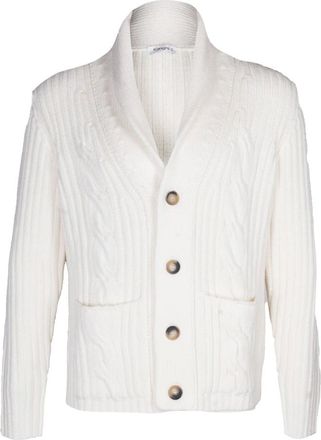 KANGRA Cardigans, male, White, L, Shawl-collar Cardigan