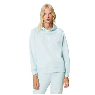 Twinset Raglan Hoodie van katoen - Dames - Hoodies - Groen - S - Katoen - Hoodies & sweatvesten