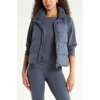 Zella Rib Trim Puffer Vest in Navy Armada at Nordstrom, Size Xx-Large