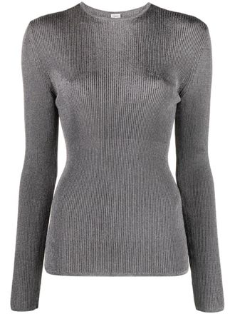 Toteme metallic ribbed-knit jumper - Silver