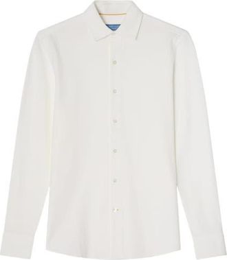 Robert Talbott Foster Long Sleeve Pique Knit Shirt in Classic White at Nordstrom, Size X-Large