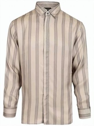Emporio Armani Striped Flowing Viscose Classic Collar Shirt