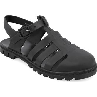 Mia Jelly Fisherman Sandal in Black at Nordstrom, Size 10
