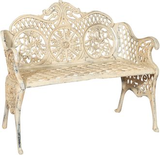 Biscottini International Biscottini - Banco De Jard&iacute;n De Hierro Fundido 110x55x90 Sof&aacute; De Exterior Banco Liberty Con Reposabrazos Silla De 2 Plazas Banco De Hierro