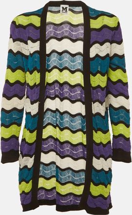 M Missoni Multicolor Chevron Knit Open Front Cardigan