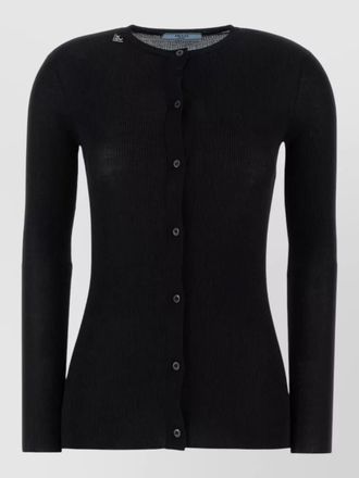 Prada wool cardigan crew neck long sleeves