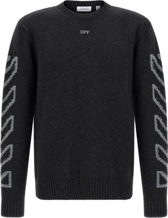 Off-white Dark Grey Crew Neck Sweater