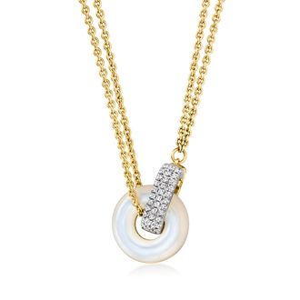 Ross-Simons Mother-Of-Pearl Circle Necklace With Lab-Grown Diamonds in 18kt Gold Over Sterling