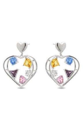 Eye Candy Los Angeles Leona Cubic Zirconia Heart Drop Earrings in Gold at Nordstrom Rack