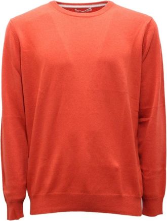 KANGRA Kasjmier trui in oranje kleur - Heren - Ronde hals truien - Oranje - XL - Kasjmier - Truien & Vesten