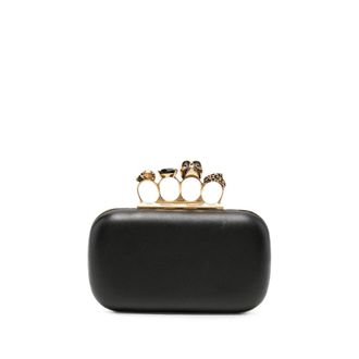 Alexander McQueen Tassen, Dames, Zwart, ONE Size, Leer, Skull Four-Ring Clutch