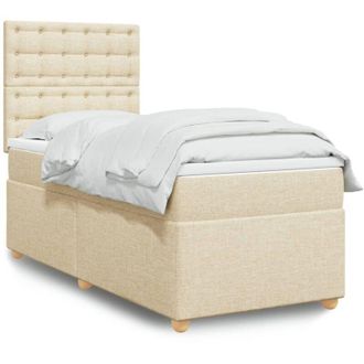 vidaXL Vidaxl - Cama Box Spring Con Colch&oacute;n Tela Color Crema 90x200 Cm